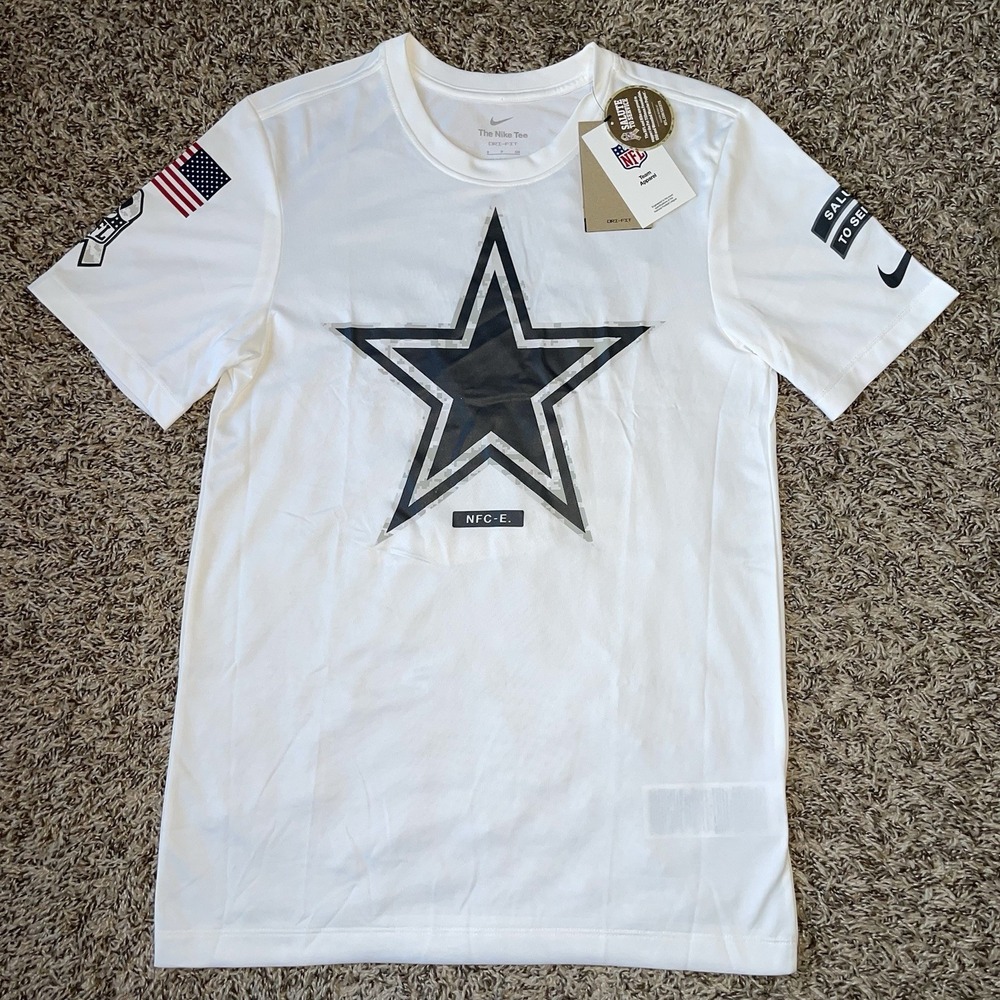 Nike Dallas Cowboys Salute to Service NFL T-Shirt Mens Small White Dri-FIT NEW